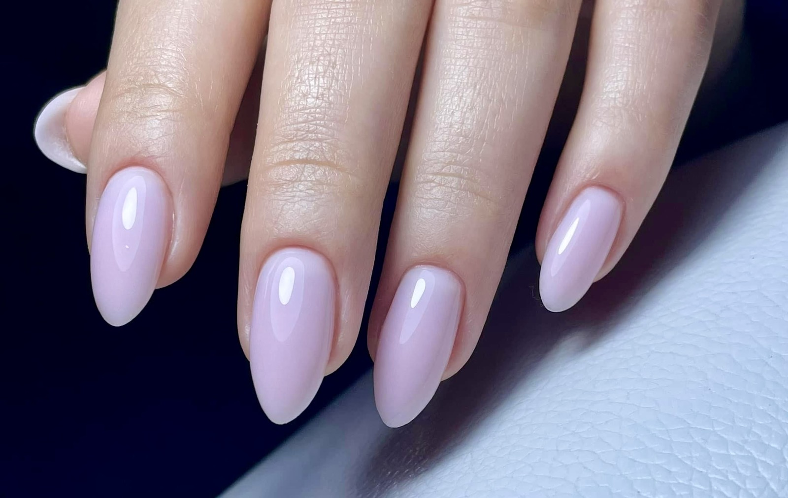 Soft pink almond gel nails